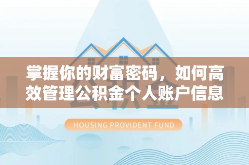 施秉掌握你的财富密码，如何高效管理公积金个人账户信息