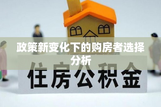 施秉政策新变化下的购房者选择分析
